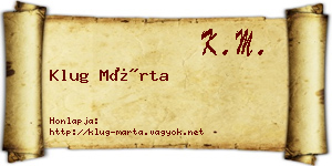 Klug Márta névjegykártya